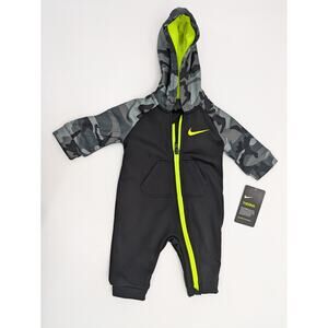 Nike Baby Boy Hooded Coverall ~ Black, Volt & Gray ~ Therma DRI-FIT ~ Camo ~ 3M